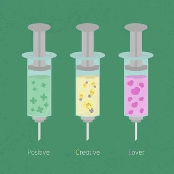 Positive thinking , creative thinking , lover thinking Stock Illustration