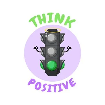 Positive Thinking, cute traffic light doing meditation Stock Illustration