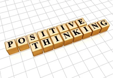 Positive thinking in golden cubes Stock Illustration