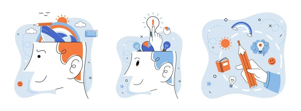 Positive thinking. Intelligence encompasses both mental abilities and emotional イラスト素材