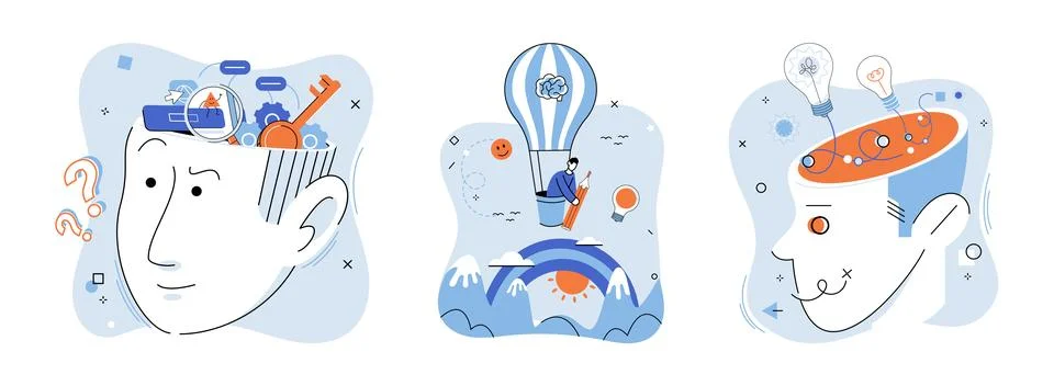 Positive thinking. Intelligence encompasses both mental abilities and emotional Stock Illustration