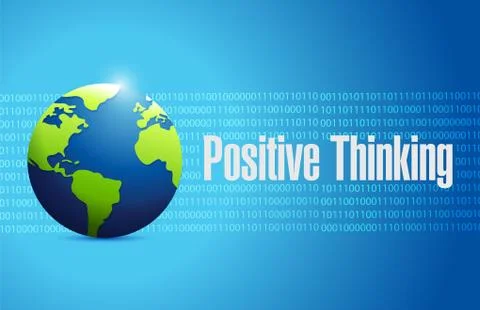 Positive thinking international globe binary sign Stock Illustration