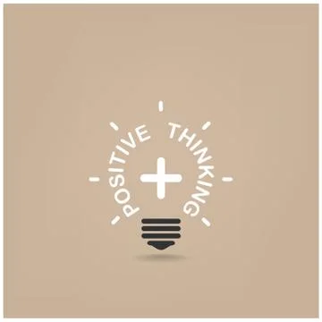 Positive thinking lihgt bulb shape Stock Illustration