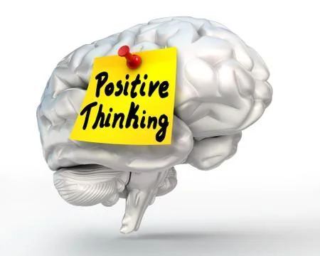 Positive thinking note paper on brain Illustrazione stock