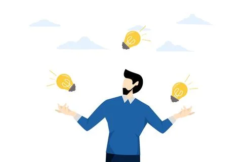 Positive thinking, optimistic mindset or good attitude to success in work. Stock Illustration