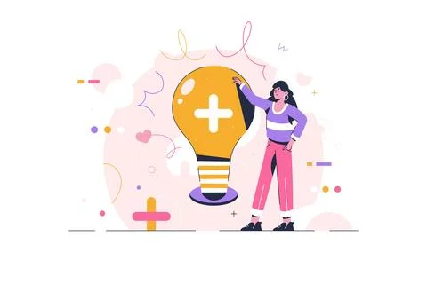 Positive thinking, optimistic success to work and living. Idea lightbulb Stock Illustration