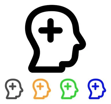 Positive Thinking Stroke Icon Stock Illustration