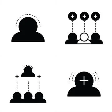 Positive thinking team icon set Stock Illustration