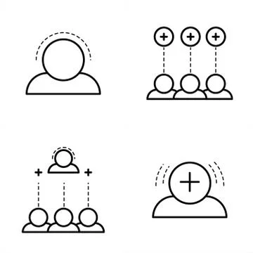 Positive thinking team icon set line style Stock Illustration
