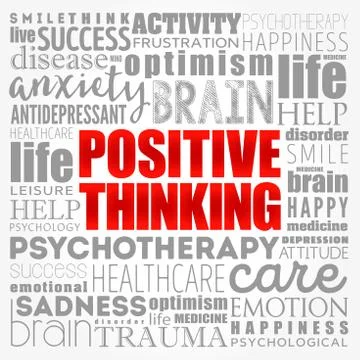 Positive thinking word cloud collage, health concept background Stock Illustration