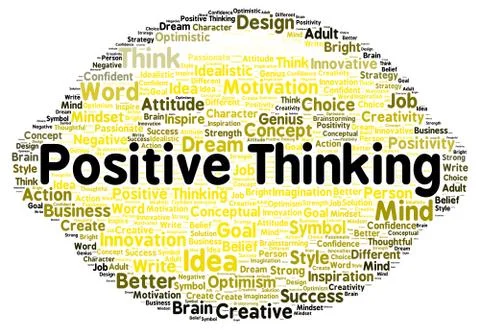 Positive thinking word cloud shape 库存插图