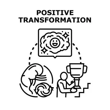 Positive transformation process leading to success and happiness Stock Illustration