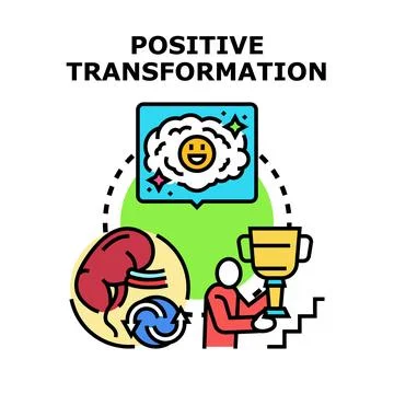 Positive transformation process leading to success and happiness Stock Illustration