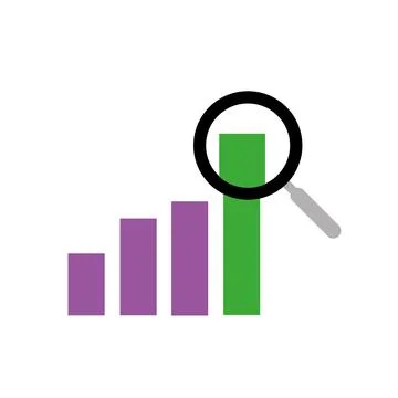 Positive trend bar chart and magnifier showing growth Stock Illustration