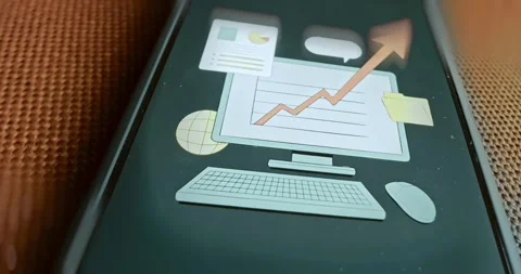 Positive trend graph on computer screen, presentation Stock Footage 313497187