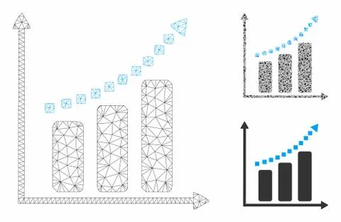 Positive Trend Vector Mesh Carcass Model and Triangle Mosaic Icon Stock Illustration