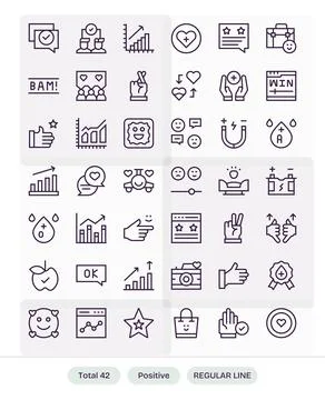 Positive Vector Icon Repository containing 42 Regular Line High Resolution .. 스톡 일러스트