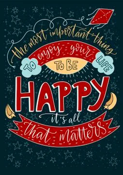 Positive vector lettering card. Handdrawn iilustration. Stock Illustration