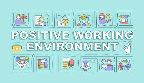 Positive working environment word concepts mint banner Stock Illustration