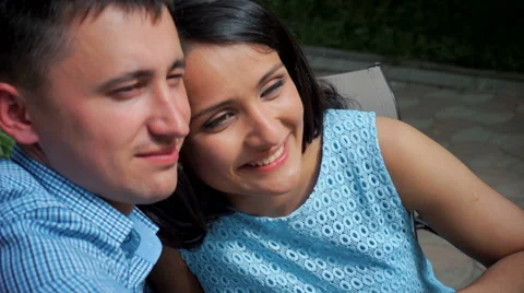 Positive young spouses posing and making selfie. Video stock 65085142