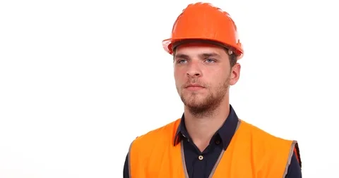 Positive Young Worker Man Confirmed Yes Answer Looking Sideways Isolated Studio Stock Footage 85531251