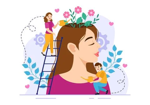 Positives Thoughts Vector Illustration with Thinking Positive as a Mindset .. Stock Illustration