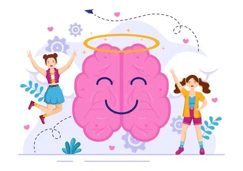 Positives Thoughts Vector Illustration with Thinking Positive as a Mindset .. Stock Illustration