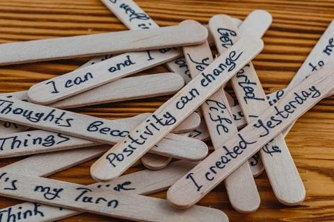 Positivity changes, positive thoughts to boost self esteem Stock Photos