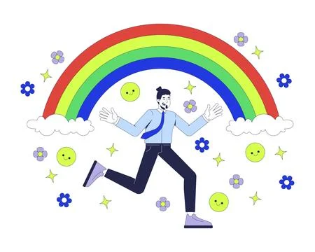 Positivity soft skill in workplace 2D illustration concept Stock Illustration