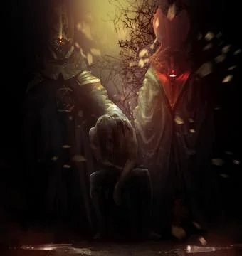 Possessed man with demons. Stock Illustration