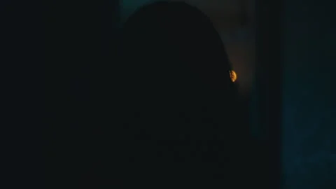 Possessed senior witch laughing, looking into camera, horror sequence, nightmare Video stock 260069576
