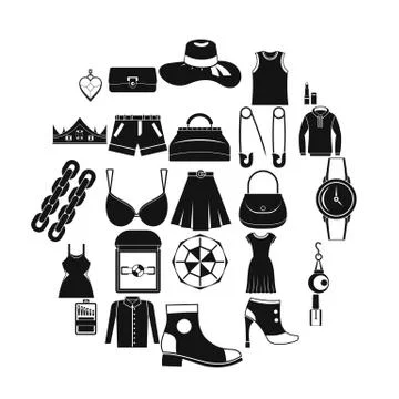 Possessions icons set, simple style Stock Illustration