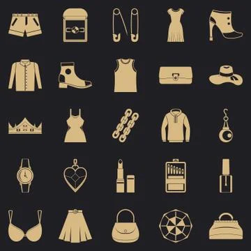 Possessions icons set, simple style Stock Illustration