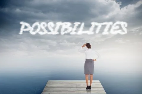Possibilities against cloudy sky over ocean Stock Illustration