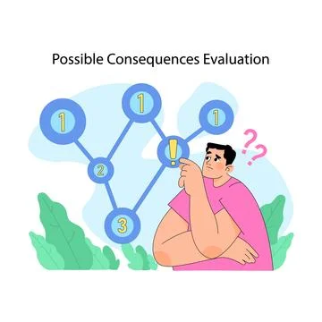 Possible consequences evaluation concept. Flat vector illustration Stock Illustration