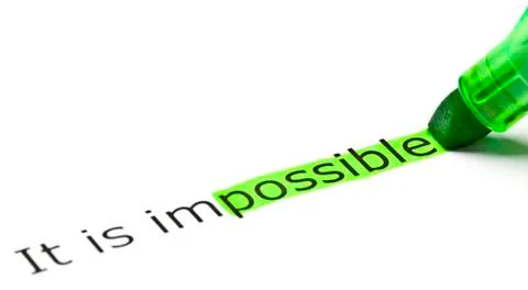 'possible' highlighted in 'impossible' Stock Photos
