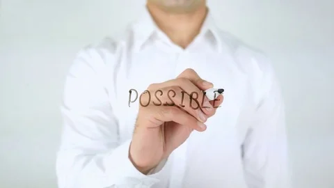 Possible, Man Writing on Glass Stock Footage
