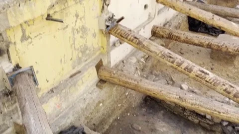 Possible section of ancient Gallic Lutetia's wall discovered in central Paris, P Stock Footage 346237481