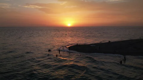 Possidi Beach Sunset Right-to-Left Drone Shot, Greece Stock Footage 329795577