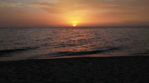 Possidi Beach Sunset Static Drone Shot, Kassandra, Greece Stock Footage 329747137