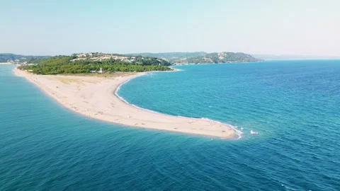 Possidi Cape Coastline Left-to-Right Semi-Circle Drone Shot, Halkidiki, Greece Stock Footage 329469313