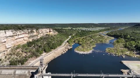 Possum Kingdom cliffs by the dam Stock Footage 253609496
