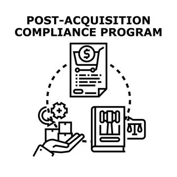 Post acquisition compliance program integrating legal standards Illustrazione stock
