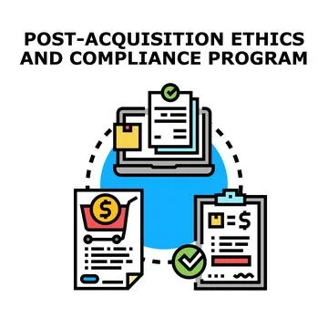 Post acquisition ethics and compliance program Illustrazione stock