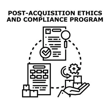 Post acquisition ethics and compliance program managing business Illustrazione stock
