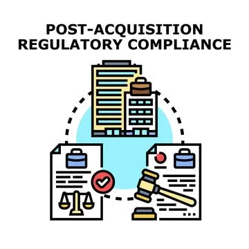 Post acquisition regulatory compliance process vector illustration Stock Illustration