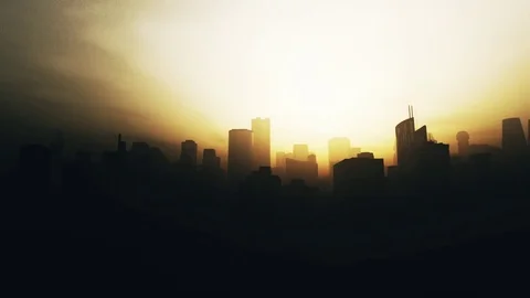 Post Apocalyptic Air Polluted Metropolis 3D Animation 11 Stock-Footage 80807405
