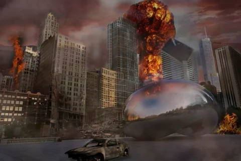 Post Apocalyptic Chicago Stock Illustration