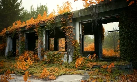 Post-Apocalyptic City during fall Stock Footage 281853170