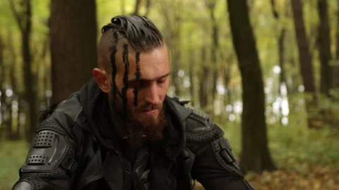 Post-apocalyptic forest, Apocalyptic gear, Survivalist tactics Stock-Footage 293086382